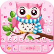 Pink Cute Owl Tema Papan Kekun