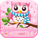 Pink Cute Owl Tema Papan Kekun APK