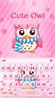 Tema Keyboard Pink Cute Owl poster