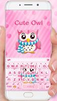 Tema Keyboard Pink Cute Owl screenshot 1