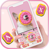 Fundo do Teclado Pink Donut Do ícone
