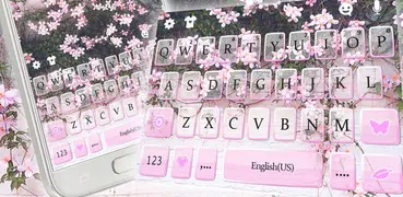 Pink Floral Wall Keyboard Them