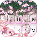 Pink Floral Wall Keyboard Theme