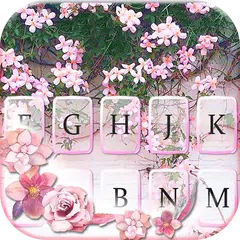 Pink Floral Wall Keyboard Them APK download
