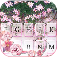 Pink Floral Wall Keyboard Them Icon