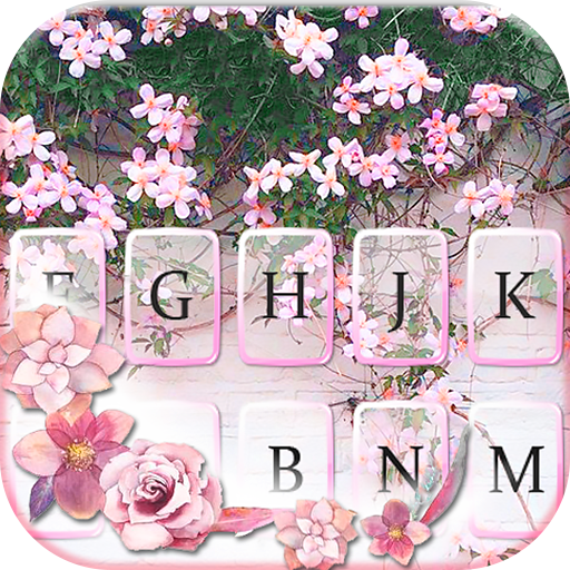 Pink Floral Wall Tastatur-Them