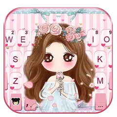 Pink Floral Girl 主題鍵盤 APK 下載