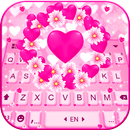 Pink Floral Heart Keyboard Bac APK