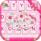 Thème de clavier Pink Floral Hearts icône