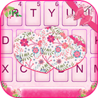 Thème de clavier Pink Floral Hearts icône