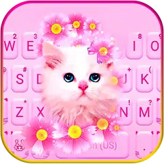 Pink Flowers Kitten Theme APK download