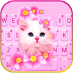 Pink Flowers Kitten Tastiera