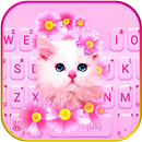 Pink Flowers Kitten Thème APK