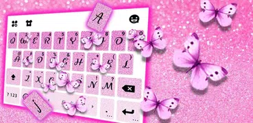 Pink Glitter Butterfly Tastatu