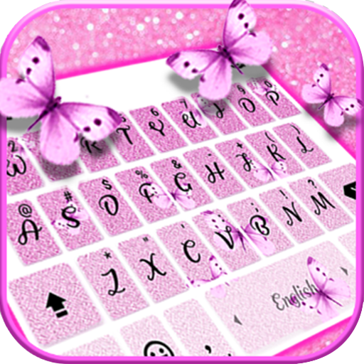 Pink Glitter Butterfly Tastatu