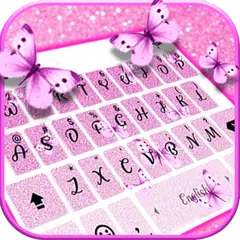 Pink Glitter Butterfly Keyboar APK download