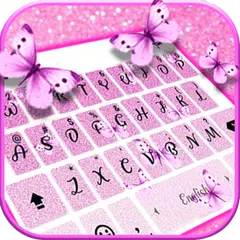 Pink Glitter Butterfly Keyboar Icon