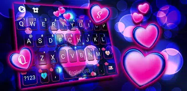 Pink Glow Hearts Tastiera