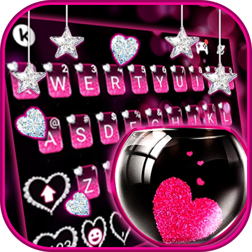 Teclado Pink Heart Glass