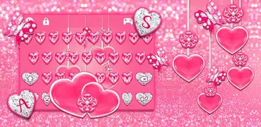 最新版、クールな Pink Hearts のテーマキーボード