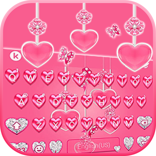 最新版、クールな Pink Hearts のテーマキーボード