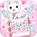 Pink Pixel Cat Keyboard Theme-APK