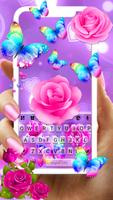 Poster Pink Rose Butterfly