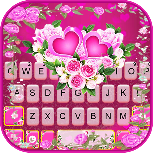 Pink Rose Flower Teclado