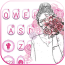 Pink Roses Girl Tastatur-Thema APK