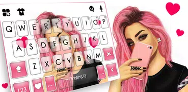 Pink Selfie Girl Keyboard Back