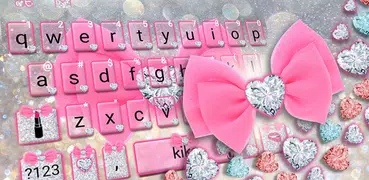 Tema Keyboard Glitter Pink Bow