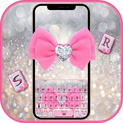 Tema Keyboard Glitter Pink Bow