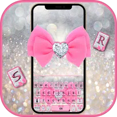 Pink Silver Luxury Bow 主題鍵盤 APK 下載