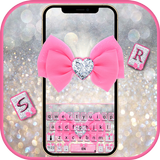 Tema Keyboard Glitter Pink Bow ícone