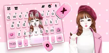 Tema Keyboard Pink Wink Girl