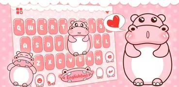 Pink Cute Hippo Tastiera