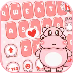 Pink Cute Hippo キーボード アプリダウンロード