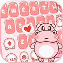 Pink Cute Hippo 主題鍵盤 APK