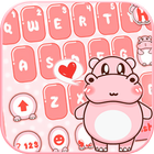 Pink Cute Hippo icône