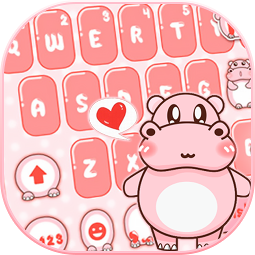 Pink Cute Hippo Tastiera