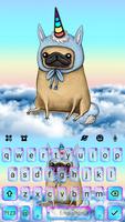 Tema Keyboard Pug Dog Unicorn Cartaz