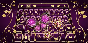 Pink Gold Butterfly Teclado