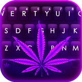 Purple Neon Weed Keyboard Back