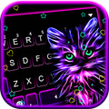 Purple Neon Cat Keyboard Theme