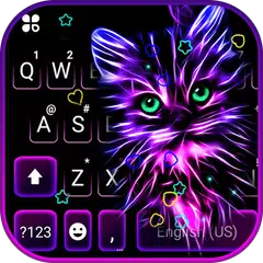Purple Neon Cat Keyboard Theme APK download