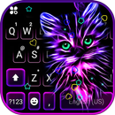 Purple Neon Cat Keyboard Theme APK