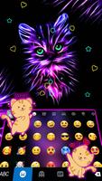 برنامه‌نما تم صفحه کليد Purple Neon Cat عکس از صفحه