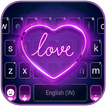 Purple Neon Heart Klavye Arkap