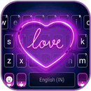Purple Neon Heart Keyboard Bac APK