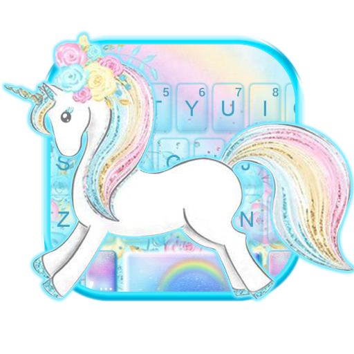 最新版、クールな Rainbow Cute Unicorn のテーマキーボード